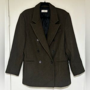 Men’s Mango Wool Blend Brown Coat Size Large